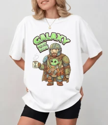 The Man-Da-Lorian "Best Dad In The Galaxy" Cute Graphic Tee - White - View 11
