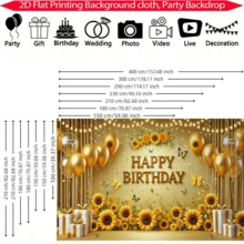 1 Stück Geburtstagsbanner mit Sonnenblumen Design, geeignet als Fotohintergrund, für Geburtstagspartys, den Garten, Wanddekoration Zuhause und Flurdekoration - A - Übersicht 3