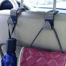 Funkelnder Strass Auto Kopfstützen Haken, strapazierfähiger Rücksitz Aufhänger für Handtasche, Tasche, Mantel - Organizer Zubehör, geeignet für SUV, Truck, Limousine - A - Übersicht 6