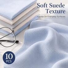 10-Piece Set Microfiber Lens Cleaning Cloths, Soft Suede-Like Wipes For Glasses, Camera Lenses & Tablets - 10pcs - 查看 3
