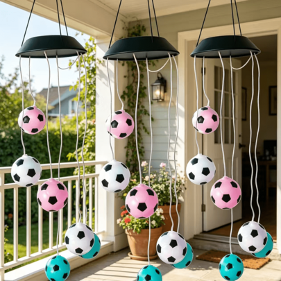 Outdoor Solar Wind Chime, Color-Changing Soccer Wind Chime Solar Light, IP44 Waterproof, 600mAh, Colorful Solar Ball Wind Chime (Soccer Style) Suitable For Outdoor Garden And Patio Decoration, A Gift For Family And Friends