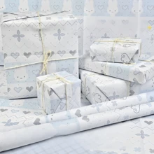 MIFFY 1套/5張費爾島米菲兔禮物包裝紙，極具吸引力的可愛生日禮物包裝紙，加厚包裝材質紙，新年禮物、情人節禮物、復活節禮物 [隨機款式] - 彩色 - 查看 4