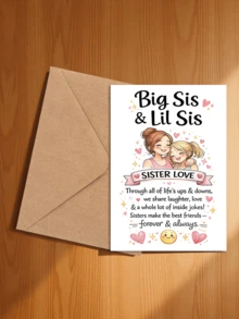 1pc "Sisters" Greeting Card With Envelope - Thoughtful Gift For Sisters, Celebrating Sisterly Love, Suitable For Birthday And Special Occasions, Blank Inside - View 13