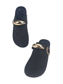 roulvxiang Nuovi sandali piatti, ciabatte casual slip-on, adatti per casa, vacanza, attività in acqua, con strass e glitter, zeppa platform, sandali piatti slip-on da donna - nero - Visualizzare 7