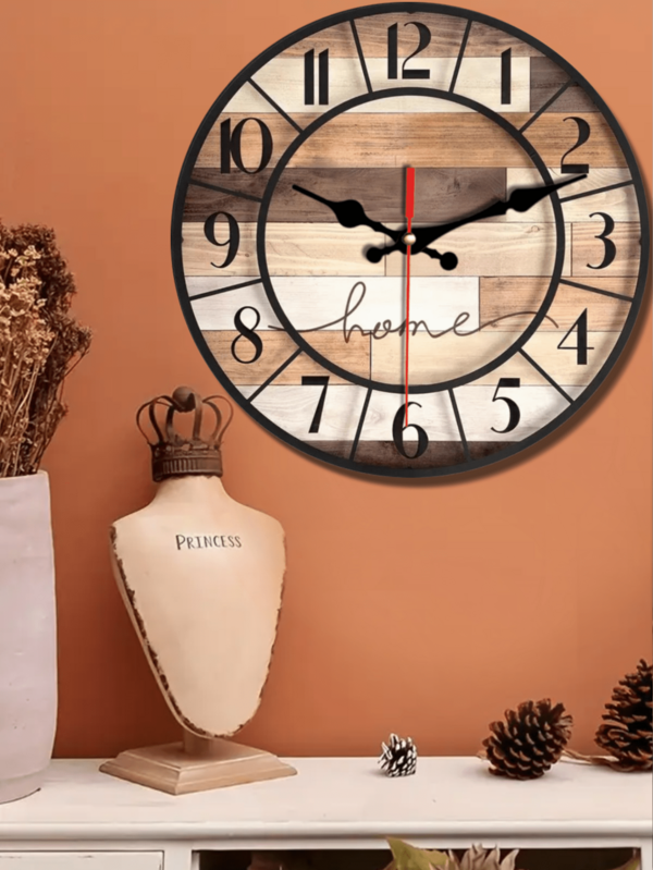 1 pezzo Orologio da parete in legno silenzioso da 10-12 pollici - Design creativo e interessante, adatto per la decorazione della casa e come regalo, funzionamento a batteria (batterie AA non incluse)
