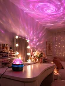 1pc LED Ambiance Light, Multi-Color Water Wave Projection Lamp, Remote Control Desktop Model, Suitable For Bedroom, Living Room, Gaming Desk Decor - Multicolor - View 9
