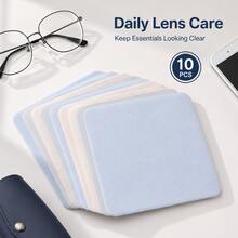 10-Piece Set Microfiber Lens Cleaning Cloths, Soft Suede-Like Wipes For Glasses, Camera Lenses & Tablets - 10pcs - 查看 4