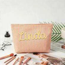 Túi mỹ phẩm vải voan bong bóng tùy chỉnh, túi du lịch, túi đựng đồ vệ sinh cá nhân tên chenille cá nhân hóa, túi đi biển mùa hè, túi đựng đồ trang điểm quà tặng cho bạn gái - Nhiều màu - Xem 62