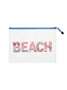 Túi đựng tài liệu túi mỹ phẩm túi đựng đồ vệ sinh cá nhân in chữ "Beach" 5 màu, phong cách mùa hè rực rỡ có khóa kéo đa năng, nhẹ chống nước dễ làm sạch lót mềm di động khóa kéo, dùng cho đi biển du lịch gym văn phòng trường học đi lại hàng ngày, dành cho nữ nam thanh thiếu niên học sinh người yêu biển, dùng để đựng hồ sơ giấy tờ trang điểm chăm sóc da bàn chải đánh răng đồ vệ sinh nhỏ kính thời trang chìa khóa - Nhiều màu - Xem 11