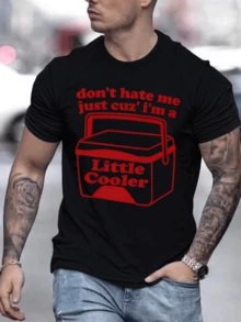 Portable Red Box Symbolizing The Fun And Relaxed Spirit Of Summer With A Humorous Message That Conveys Confidence And Originality, Perfect For Casual Days And Joyful Moments. Cool, Modern Men's Casual T-Shirt For Going Out. - 黑色 - 查看 1