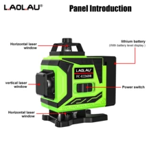 L.A.OL.A.U LAOLAU 16-Line 4D Green Laser Level, 360° Horizontal & Vertical Cross Line, Auto Self-Leveling, Remote Control, Laser Leveler For Indoor/Outdoor Construction - One Size Fits All - View 7
