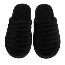 Luxury 's And Women's Warm Winter Slippers, Plush, Non-Slip, Comfortable, Soft, Unisex, Casual Fabric Slippers For Home And Winter - 黑色 - 查看 1