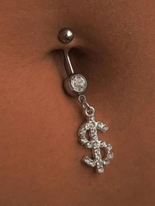 1 pieza Piercing de ombligo con signo de dólar sexy para mujeres - A - Ver 9
