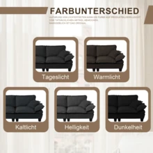 Sailboat-Shaped Sofa In Chenille, 2-Seater Modular Loveseat With Curved Armrests, Comfort-Oriented Couch For Small Spaces & Apartments, Black - Black - View 7