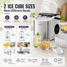 Fast Stainless Steel Ice Maker, 9pcs In 6-8mins Portable Loefme Kitchen Ice Machine, 2 Ice Sizes, Self‑Cleaning Ice Bullet Block Maker With Handle Scoop Basket For Home Office Bar - 查看 4