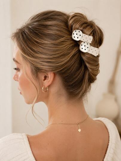 Pinzas para el cabello con lunares de perlas minimalistas, elegantes pasadores de estilo coreano, accesorios para el cabello chic y neutros para peinados diarios y looks casuales