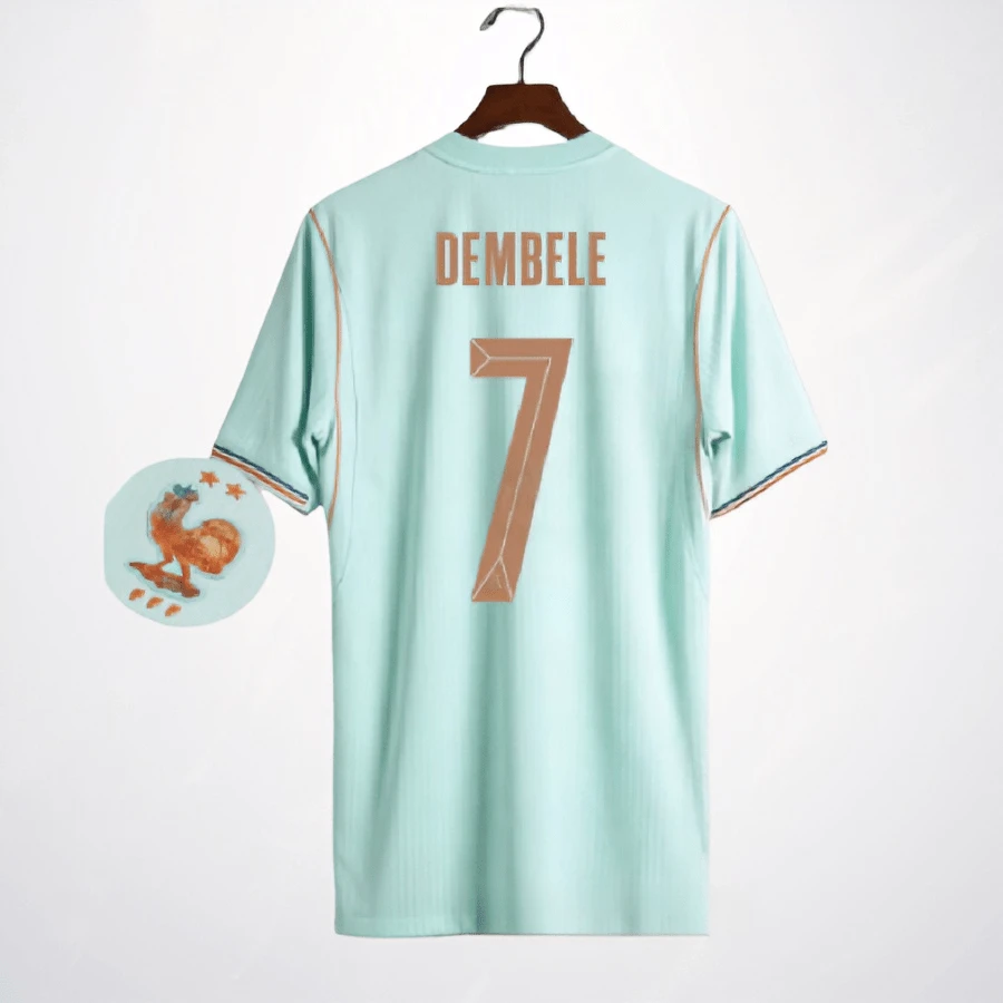 2026 France National Team Away Mint Green Jersey, Fan Version, Breathable Sports Short Sleeve, With Numbers 6 / 7 / 8 / 10 / 11 / 13 / 19 / 20 / 24 Printed - 2026法國客場 - 7 - 查看 1