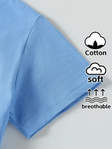 Lindos Pandas Rojos en Árbol y Cesta, Camiseta 100% para Niños Pequeños, Suave y Cómoda para Uso Diario, Adecuada para el Hogar, Actividades al Aire Libre y Deportivas, Cómoda y Transpirable - Azul - Ver 4