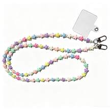 1 unidade de cordão para celular com estrela colorida e pérolas, em um lindo esquema de cores inspirado em macarons, perfeito para presentear amigas. Ideal também como acessório para bolsas e outros itens. - cor - Ver 4