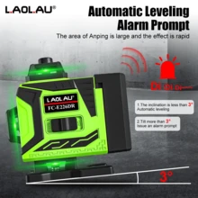 L.A.OL.A.U LAOLAU 16-Line 4D Green Laser Level, 360° Horizontal & Vertical Cross Line, Auto Self-Leveling, Remote Control, Laser Leveler For Indoor/Outdoor Construction - One Size Fits All - View 4