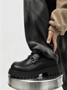 Men's 2026 New Winter British Style Boots, Outdoor Sports Retro Work Boots, Yellow - Matte Black - View 5