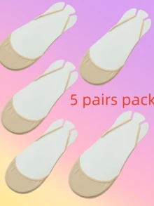 1/5/10 Pairs Women's Low Vamp Invisible Boat Socks, Thin Summer, Non-Slip Heel Short Socks, Breathable - Multicolor - View 18
