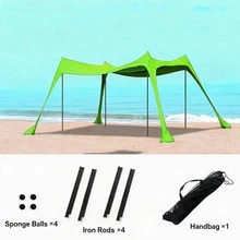 Beach Tent, Indoor Outdoor Portable Easy To Use Pop Up Canopy Upf50+ Sun Large Shelter Protection Stable Extra Windproof Ropes Carry Bag, For Friend Family Garden Lawn Yard Holiday Travel Camping Hiking Garden Picnics Fishing Backyard Fun Trips - Multicolor - View 14