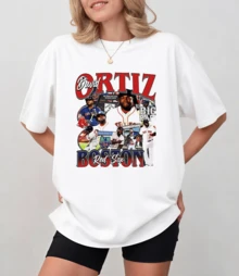 David Ortiz "Big Papi" Graphic Baseball T-Shirt, Photo Collage And Text, Unisex Relaxed Fit - White - View 7