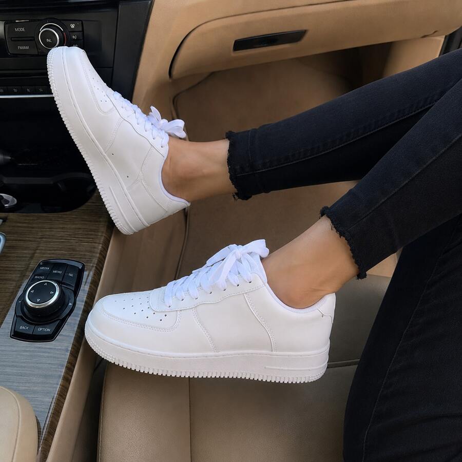 Women's And Men's Casual Force Sneakers - Original Fashion - On - 白色/白色 - 查看 1