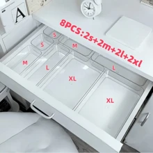 11/8/7/4/1件 極簡透明抽屜收納盒 小物品收納盒 化妝品與化妝工具收納 抽屜整理盒 桌面配件 房間裝飾 浴室裝飾 家居裝飾 畢業禮物 返校季 文具收納 - 無色 - 查看 11