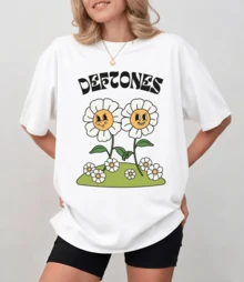 Short-Sleeved T-Shirt With "De-Ftoness Retro Cartoon Daisy Tee" Print, Unisex Loose Fit - White - View 9