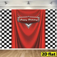 2D Flat Banner 1PC Black And White Grid Red Car Birthday Theme Decoration - Background - Racing Car - Red Photo - Photography Background - Birthday Celebration Banner Photo Booth Props - Multicolor - View 8
