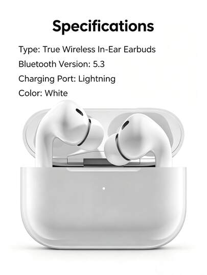 True Wireless Earbuds - Compatible With Apple And Android Devices, Built-In Microphone, Sweat-Resistant, Up To 24 Hours Playtime - White