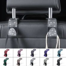 Funkelnder Strass Auto Kopfstützen Haken, strapazierfähiger Rücksitz Aufhänger für Handtasche, Tasche, Mantel - Organizer Zubehör, geeignet für SUV, Truck, Limousine - A - Übersicht 2