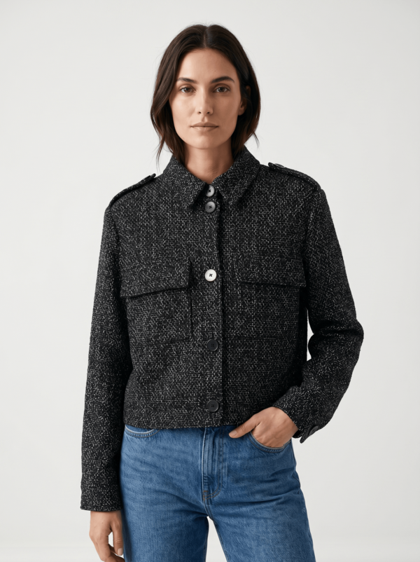 Lightweight Tweed Jacket - Black