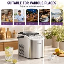 Fast Stainless Steel Ice Maker, 9pcs In 6-8mins Portable Loefme Kitchen Ice Machine, 2 Ice Sizes, Self‑Cleaning Ice Bullet Block Maker With Handle Scoop Basket For Home Office Bar - 查看 9