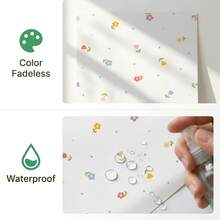 1 Rotolo Carta da Parati Autoadesiva Rimovibile Impermeabile Stile INS Minimalista con Motivo Floreale Macaron Ditsy in PVC per Decorazione Camera da Letto e Cameretta Bambini - Fiore arcobaleno - Visualizzare 8