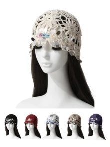 1 chiếc băng đô cài tóc kiểu Boho móc len đính sequin thủ công dành cho nữ, nhẹ, thoáng khí, kiểu dáng rỗng, thích hợp cho mùa xuân/hè, thời trang và đa năng. - Mũ len - Xem 1