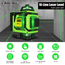 L.A.OL.A.U LAOLAU 16-Line 4D Green Laser Level, 360° Horizontal & Vertical Cross Line, Auto Self-Leveling, Remote Control, Laser Leveler For Indoor/Outdoor Construction - One Size Fits All - View 2
