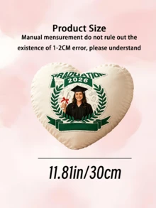 1pc Customized Heart-Shaped Throw Pillow, Personalized Graduation Cap Photo Pillow, Suitable As Graduation Decor, Graduation Gift, Expression Of Love, Heart-Shaped, Suitable For Couples And Home Decor, Romantic Home Decor | Graduation Design | Decorative Pillow - Upload Picture Customization - View 14