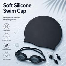 4-In-1 Anti-Fog Swimming Goggles Set, Includes Swim Cap, Nose Clip And Earplugs, Made Of Soft Silicone Material, Waterproof And Anti-Fog, Clear Vision, Comfortable Fit, Suitable For Swimming Pool, Beach, Swimming Training, Summer Water Sports, Fitness Exercise, Unisex - Multicolor - View 8
