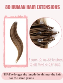 Extensiones de cabello humano real de 8D Micro-Link de 12-22 pulgadas, 28-30g, cabello liso, rubio platino blanqueado de alto brillo, con perlas de silicona invisibles de fácil instalación, ideales para bodas, fiestas, Y2K, San Valentín, conciertos, vacaciones de verano - Multicolor - Ver 5
