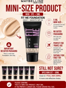 Maybelline 菲力特潤柔滑粉底液 SPF 25 #120 黃色自然色，5/30ml 可選，24 小時長效保濕，10 秒快速上妝，三效合一，打造無妝感，長效滋養，三步輕鬆上妝，適合黃調 2 號淺色乾性肌膚，打造日常無瑕底底底 - 美寶蓮FITME粉底液 水潤版120 - 查看 6