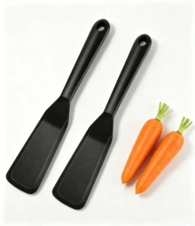 Set di 2 spatole in silicone, resistenti al calore fino a 230 °C, antiaderenti, ideali per cucinare padelle, uova, bistecche e pancake. - nero - Visualizzare 8