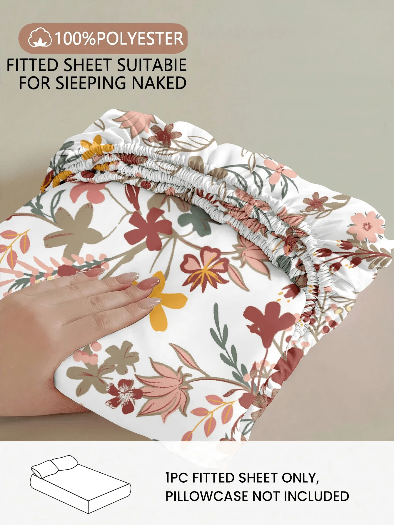 1pc Fashionable Floral Garden Pattern Fitted Sheet, Suitable For All Size Mattresses - Twin, Full, Queen, King, Deep Pocket 11.8 Inches, Soft Breathable, Wrinkle-Resistant, Ideal For Sleep, Machine Washable, Essential For Dorm Room - Multicolor - View 1