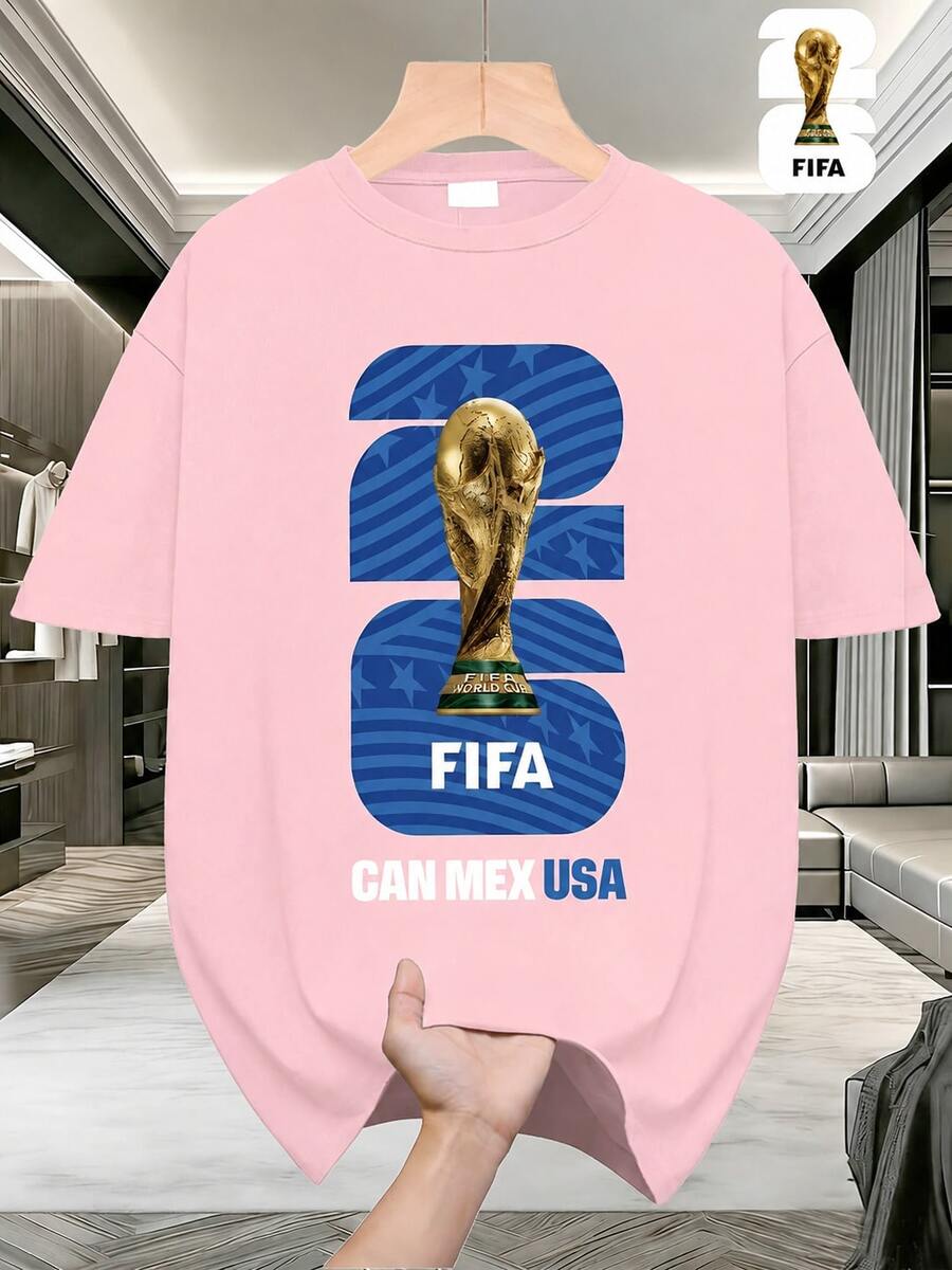 FIFA World Cup Authorization 2026 World Cup Soccer Themed Series Casual Tee - Outdoor Tee For Casual Wear, Ideal For Casual Daily Wear. 2026 World Cup - 淺粉色 - 查看 1