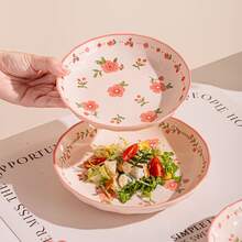 2pcs Set Exquisite Floral Ceramic Plates - Eid Al-Fitr/Eid Al-Adha Supplies, Charming Yellow Flower Design, Perfect For Dining And Decoration - Multicolor - View 8