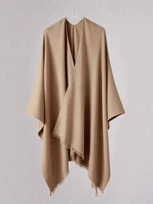 Men's Minimalist Solid Color Casual Lightweight Poncho Shawl, Suitable For Outdoor And Daily Use, Spring/Autumn - Multicolor - View 11