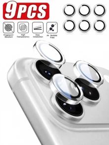 9Pcs Tempered Glass Camera Lens Protector For 17 Pro Max, HD Clear Lens Cover With Shiny Crystal Metal Ring, Anti-Scratch, Waterproof, Shockproof, Anti-Fall Camera Protection, Cute Lens Accessory For Women, Compatible With IPhone 17/16/15/14/13/12/11 Series, Including Air, Plus, Pro & Pro Max Models - Clear - View 11