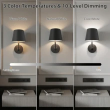 1pc/2pcs Rechargeable LED Wall Lights, LED Wall Lights With Remote Control, Modern Touch Wall Lights With Dimming/Timing, 3 Color Temperatures, LED Night Lights For Bedroom, Living Room, And Hallway (1800mAh) - USB - View 8
